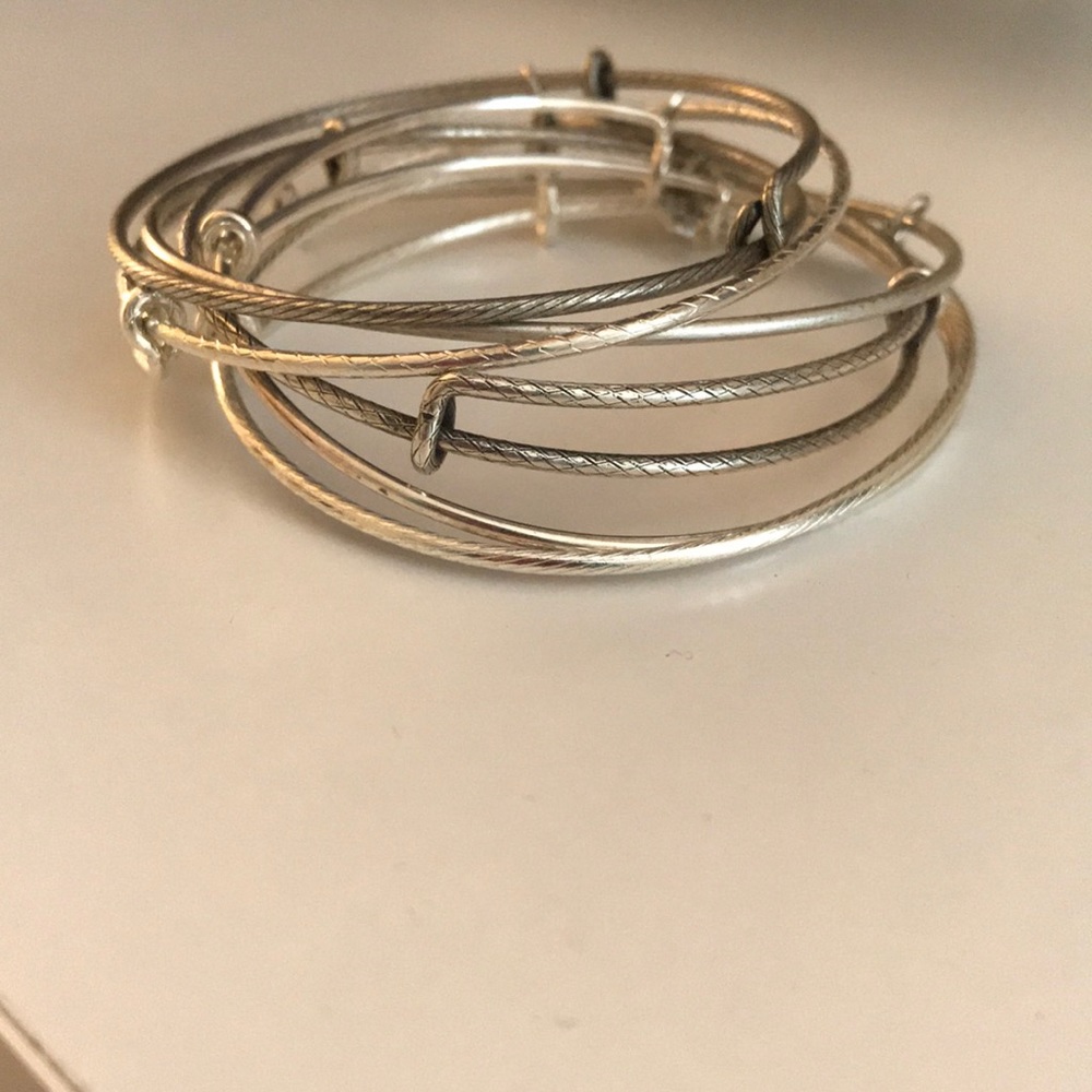 Alex and ani plain bangles -set of six